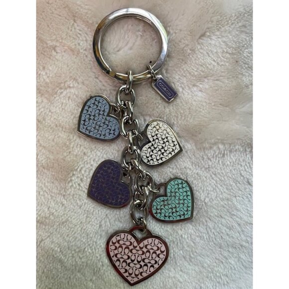 Authentic COACH Micro Heart "C's" Bag Charm/Key Chain - Multi Color - Picture 1 of 4
